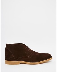 Bottines chukka en daim marron foncé Selected