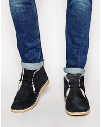 Bottines chukka en daim noires Frank Wright