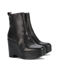 Bottines compensées en cuir noires Clergerie