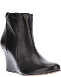 Bottines compensées en cuir noires Lanvin