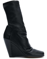 Bottines compensées en cuir noires Rick Owens