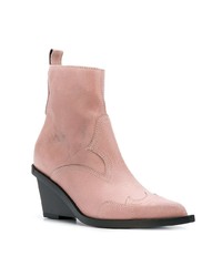 Bottines compensées en cuir roses MM6 MAISON MARGIELA