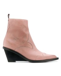 Bottines compensées en cuir roses MM6 MAISON MARGIELA