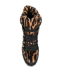 Bottines compensées en velours imprimées léopard marron clair Casadei