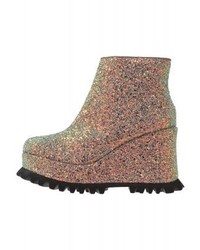 Bottines compensées imprimées marron clair Shellys London