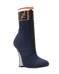 Bottines élastiques bleu marine Fendi