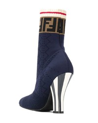 Bottines élastiques bleu marine Fendi