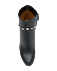 Bottines en cuir à clous noires Valentino