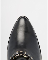 Bottines en cuir à clous noires