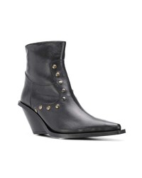 Bottines en cuir à clous noires Gia Couture