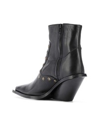 Bottines en cuir à clous noires Gia Couture