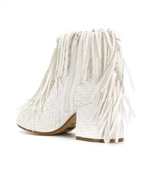 Bottines en cuir à franges blanches MM6 MAISON MARGIELA