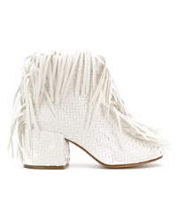 Bottines en cuir à franges blanches MM6 MAISON MARGIELA