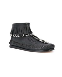 Bottines en cuir à franges noires Alexander Wang