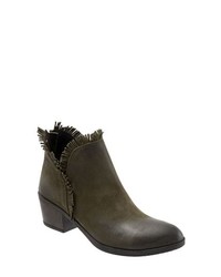 Bottines en cuir à franges olive