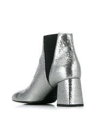 Bottines en cuir argentées Pollini