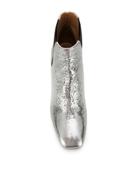 Bottines en cuir argentées Pollini