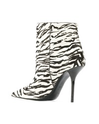 Bottines en cuir blanches et noires Saint Laurent