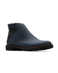 Bottines en cuir bleu marine Sarah Chofakian