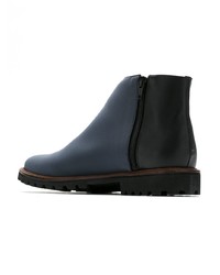 Bottines en cuir bleu marine Sarah Chofakian