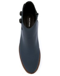 Bottines en cuir bleu marine Sarah Chofakian