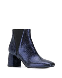 Bottines en cuir bleu marine Pollini