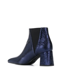 Bottines en cuir bleu marine Pollini