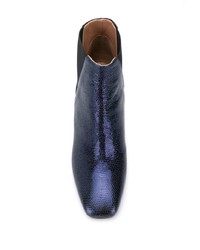 Bottines en cuir bleu marine Pollini