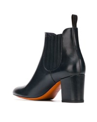 Bottines en cuir bleu marine Santoni