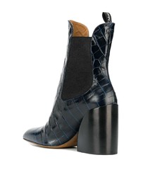 Bottines en cuir bleu marine Chloé