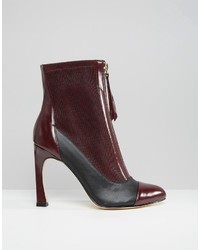 Bottines en cuir bordeaux