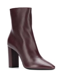 Bottines en cuir bordeaux Saint Laurent