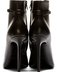 Bottines en cuir découpées noires Saint Laurent