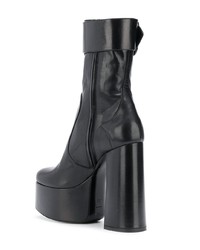 Bottines en cuir épaisses noires Saint Laurent