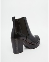 Bottines en cuir épaisses noires Bronx