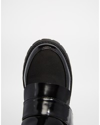 Bottines en cuir épaisses noires Asos