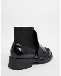 Bottines en cuir épaisses noires Asos