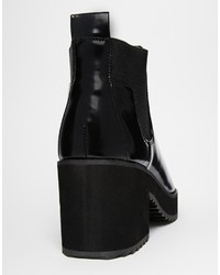 Bottines en cuir épaisses noires Asos