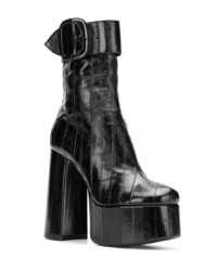 Bottines en cuir épaisses noires Saint Laurent