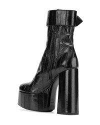 Bottines en cuir épaisses noires Saint Laurent