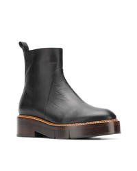 Bottines en cuir épaisses noires Clergerie