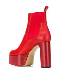 Bottines en cuir épaisses rouges Rick Owens