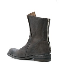 Bottines en cuir gris foncé Officine Creative