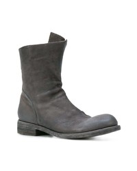 Bottines en cuir gris foncé Officine Creative