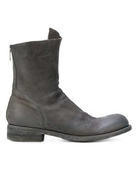 Bottines en cuir gris foncé Officine Creative