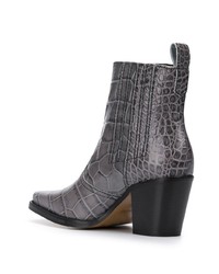 Bottines en cuir gris foncé Ganni