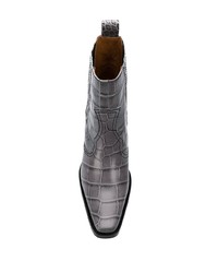 Bottines en cuir gris foncé Ganni