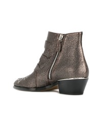 Bottines en cuir gris foncé Chloé