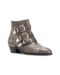 Bottines en cuir gris foncé Chloé