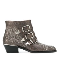 Bottines en cuir gris foncé Chloé